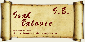 Isak Balović vizit kartica